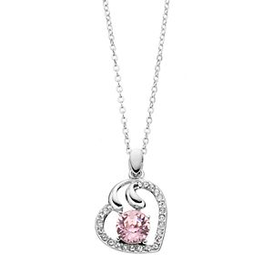 Brilliance Silver Tone Heart Pendant Necklace with Swarovski Crystals