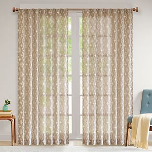 Madison Park Arbor Chainlink Embroidered Sheer Curtain