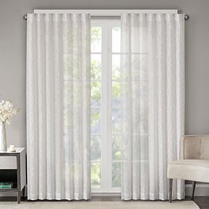 Madison Park Etelle Fret Embroidered Sheer Curtain