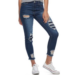 Juniors' Almost Famous Ripped & Repaired Skinny Jeans