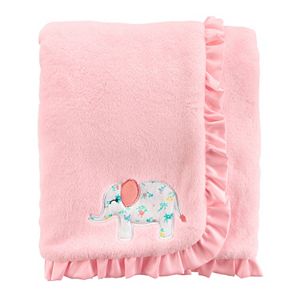 Baby Girl Carter's Embroidered Elephant Ruffled Blanket