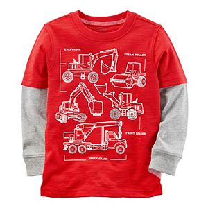 Toddler Boy Carter's Construction Trucks Mock Layer Tee