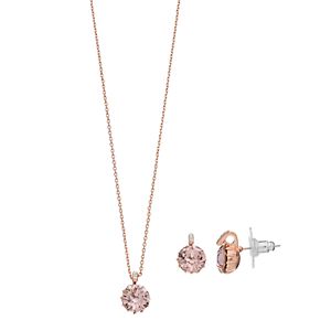 Brilliance Rose Gold Tone Pendant & Stud Earring Set with Swarovski Crystals