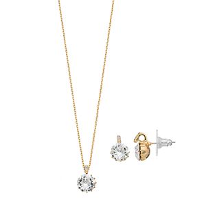 Brilliance Gold Tone Pendant & Stud Earring Set with Swarovski Crystals