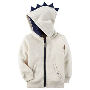 Toddler Boy Carter's Dinosaur 3D Spikes Ivory Zip Hoodie