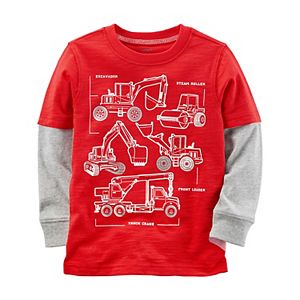 Baby Boy Carter's Construction Trucks Mock Layer Graphic Tee