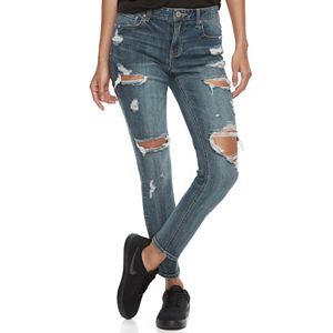 Juniors' Almost Famous Blown Out Ripped Skinny Jeans