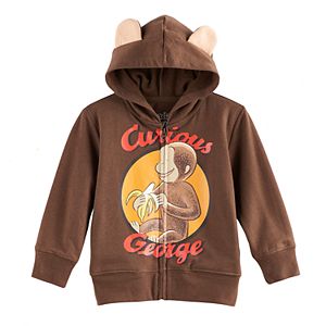 Toddler Boy Curious George 3D Ears Zip Hoodie