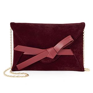 Lenore by La Regale Bow Accent Velvet Envelope Clutch