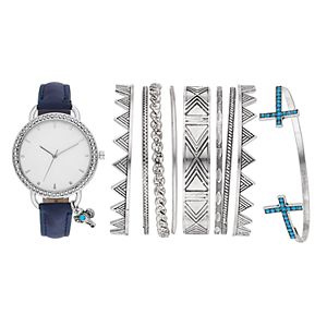 Women's Crystal Charm Watch & Bracelet Set