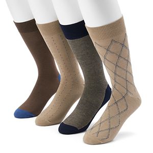 Men's Croft & Barrow® 4-pack Opticool Argyle Crew Socks