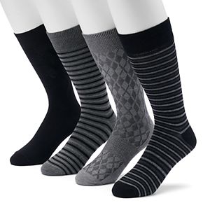 Men's Croft & Barrow® 4-pack Striped & Solid Crew Socks