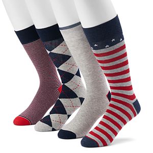 Men's Croft & Barrow® 4-pack Americana, Striped, Argyle & Solid Crew Socks