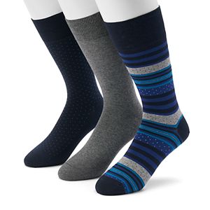 Men's Marc Anthony 3-pack Striped, Dot & Solid Crew Socks