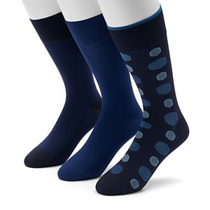 Men's 0 3-pack Dot, Geometric & Solid Microfiber Crew Socks