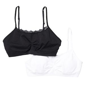 Girls SO® 2-pk. Lace-Trim Cinch Crop Bras