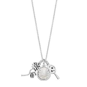 Disney's Beauty and the Beast Silver Plated Rose & Mirror Charm Necklace