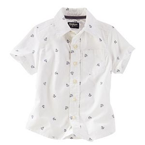 Boys 4-8 OshKosh B'gosh® Anchor Print Short Sleeve Poplin Button-Down Shirt
