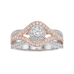 Lovemark Two Tone 10k Gold 3/4 ct. T.W. Diamond Cluster Engagement Ring by