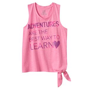 Girls 7-16 SO® Side Tie Graphic Tank Top