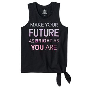 Girls Plus Size SO® Side Tie Graphic Tank Top
