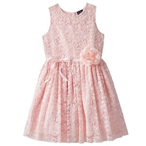 Girls Plus Size Lilt Flower Accent Lace Overlay Dress