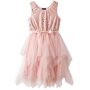 Girls Plus Size Lilt Sequin Soutache Bodice & Tiered Tulle Skirt Dress