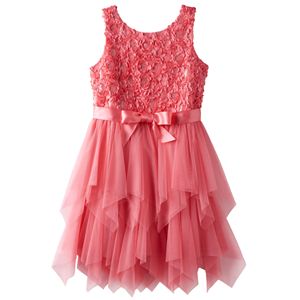 Girls Plus Size Lilt Soutache Flower Bodice & Tiered Tulle Skirt Dress