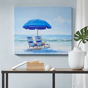 Madison Park Blue Beach Chairs Gel Coat Canvas Wall Art