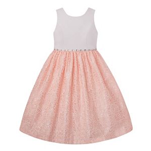 Girls Plus Size American Princess Rhinestone Waist & Lace Skirt Dress