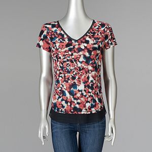 Petite Simply Vera Vera Wang Short-Sleeved Crinkle Top