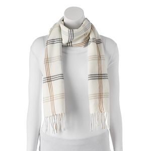 Softer Than Cashmere Windowpane Fringed Oblong Scarf
