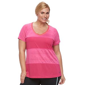 Plus Size FILA SPORT® Jacquard Mesh V-Neck Tee