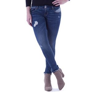 Juniors' Amethyst Distressed Ankle Skinny Jeans