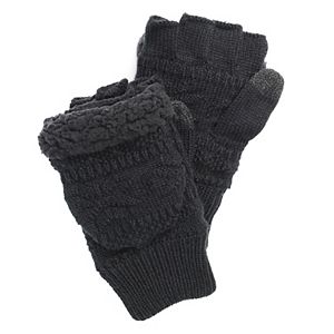 Men's MUK LUKS Faux-Fur Fingerless Flip Mittens