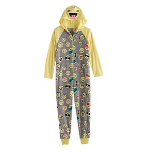 Girls 4-14 SO® Smiley Icon Fleece One-Piece Pajamas