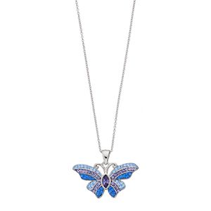 Brilliance Silver Plated Butterfly Pendant with Swarovski Crystals