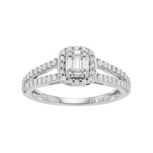 Simply Vera Vera Wang 14k White Gold 1/2 Carat T.W. Diamond Cluster Halo Engagement Ring