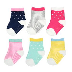Baby / Toddler Girl Carter's 6-pk. Stripes & Hearts Crew Socks