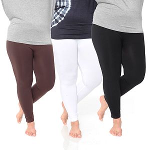 Plus Size White Mark 3-Pack Solid Leggings