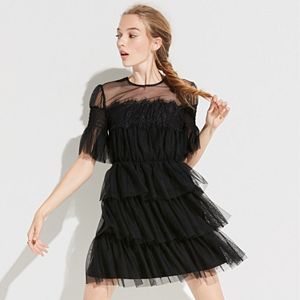 k/lab Tiered Tulle & Lace Dress