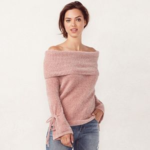 Women's LC Lauren Conrad Ribbed Off-the-Shoulder Chenille Sweater