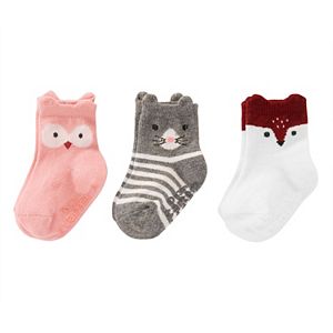 Baby / Toddler Girl Carter's 3-pk. Animal Character Crew Socks