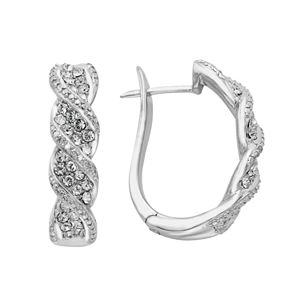 Diamond Splendor Sterling Silver Crystal Swirl U-Hoop Earrings