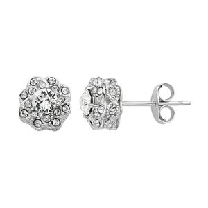 Diamond Splendor Sterling Silver Crystal & Diamond Accent Flower Stud Earrings