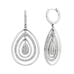 Diamond Splendor Sterling Silver Crystal Teardrop Earrings