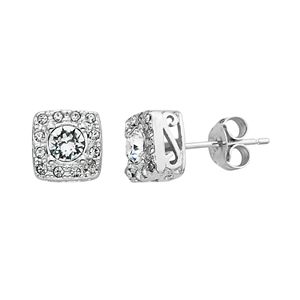 Diamond Splendor Crystal & Diamond Accent Sterling Silver Square Halo Stud Earrings