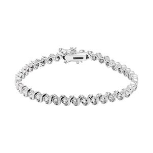 Diamond Splendor Sterling Silver Crystal S Link Tennis Bracelet