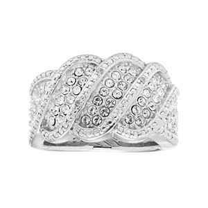Diamond Splendor Sterling Silver Crystal Wave Ring