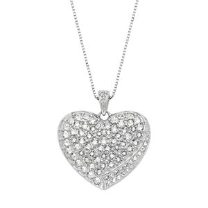 Diamond Splendor Sterling Silver Crystal Heart Pendant Necklace